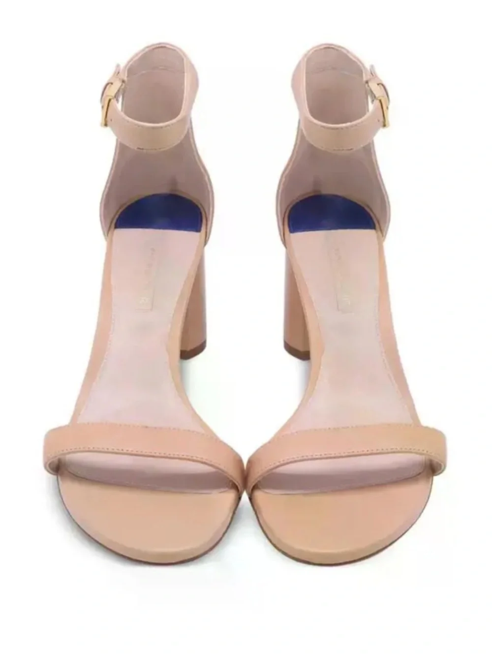 Stuart Weitzman Blush Nude Ankle Strap Block Heel Sandals